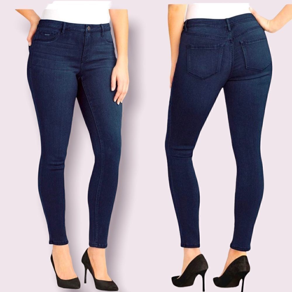 Nine West Dark Blue Jegging Yoga Stretch Denim Jeans Cuffed Crop Size 6 (27)